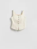 Marynarki i żakiety damskie - Reserved - Kamizelka z ozdobnymi guzikami - kremowy - miniaturka - grafika 1