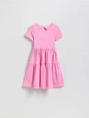 Sukienki i spódniczki dla dziewczynek - Reserved - Bawełniana sukienka z naszywką - różowy - miniaturka - grafika 1