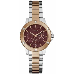 Zegarek Guess Mist zegarek damski bikolor z bordową tarczą GW0723L2 - Zegarki damskie - miniaturka - grafika 1