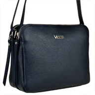 Torebki damskie - Torebka skóra naturalna granatowa listonoszka VEZZE - miniaturka - grafika 1
