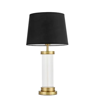 Lumina Deco LA BOTTE lampa stołowa glamour podstawa szklane rurki proste i mosiądz abażur czarny E27 - Lampy stojące - miniaturka - grafika 1