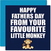 Kartki okolicznościowe i zaproszenia - Śmieszne kartki na Dzień Ojca dla taty - Mała małpa - żart kartka na Dzień Ojca dla taty od syna córki, prezenty urodzinowe dla ojca, 145 mm x 145 mm kartki z życzeniami na Dzień Ojca prezent dla taty - miniaturka - grafika 1