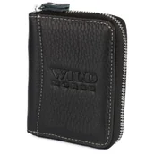 Portfele - Męski portfel skórzany  Wild Horse 06 czarny z białymi akcentami RATY 0% | PayPo | GRATIS WYSYŁKA | ZWROT DO 100 DNI - miniaturka - grafika 1