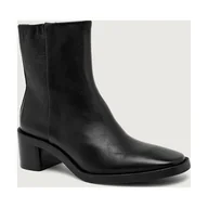 Botki damskie - Calvin Klein Skórzane botki na słupku - miniaturka - grafika 1