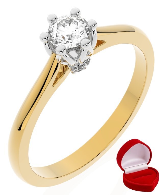 ZŁOTY PIERŚCIONEK ZARĘCZYNOWY 585 14k SZAFIR 0,24 ct + PUDEŁKO R10