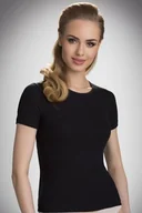 Bielizna nocna - Damska koszulka bawełniana Natasza czarna 3XL - miniaturka - grafika 1