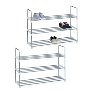 relaxdays 2 x stojak na buty metalowy 3 półki - Szafki na buty - miniaturka - grafika 1