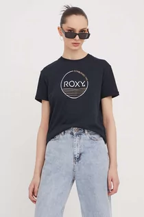 Koszulki sportowe damskie - Roxy t-shirt bawełniany damski kolor czarny - grafika 1