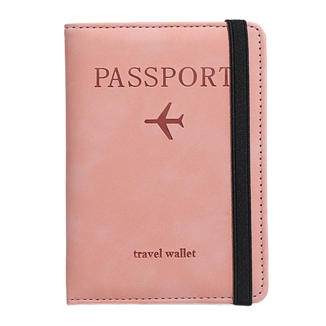Eleganckie podróżne etui na paszport dokumenty karty sim kolor różowy