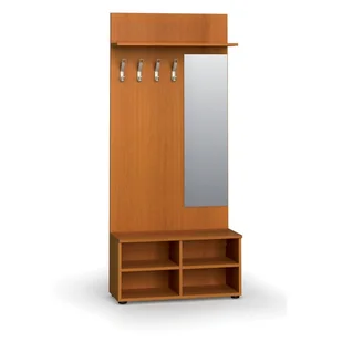 Garderoba z szafką na buty i lustrem PRIMO WOOD, 4 haczyki, półka, czereśnia - Meble do przedpokoju - miniaturka - grafika 1