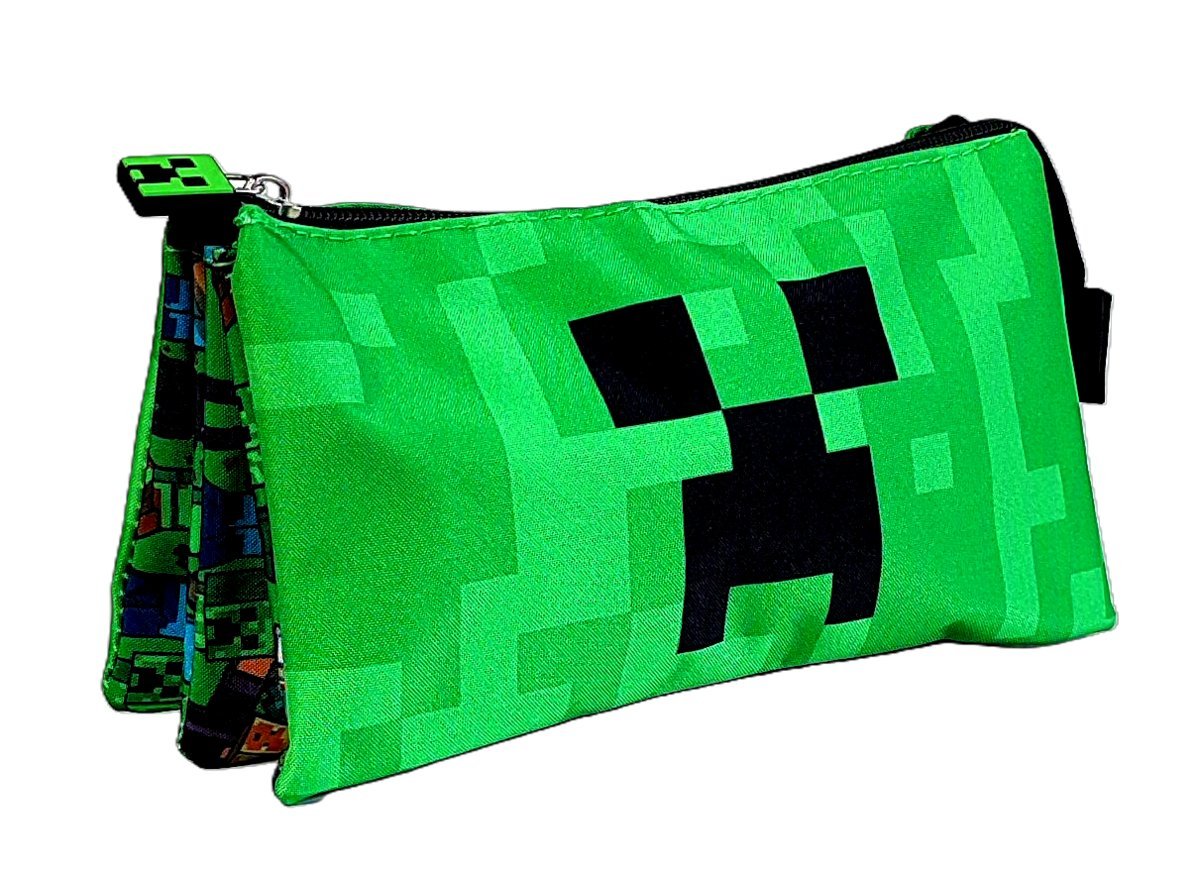 Saszetka 3 komory Minecraft Face 21 x 11 x 3.5 cm.