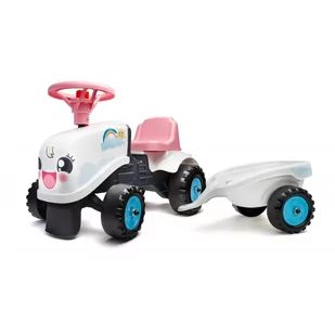 FALK Traktorek Rainbow Biały z Przyczepką od 1 roku - Jeździki dla dzieci - miniaturka - grafika 1