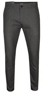Szare Casualowe Spodnie Męskie, Slim Fit -TOMY WALKER- Zwężane, Chinosy, Tłoczony Wzór, w Paski - Tomy Walker - Spodnie męskie - miniaturka - grafika 1