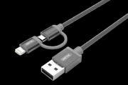 Kable USB - Unitek USB Lightning/micro USB 1.0m szary (Y-C4031GY) - miniaturka - grafika 1