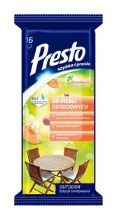 Presto Chusteczki do mebli ogrodowych Brzoskwinia & Melon 16 szt 032076 - Ściereczki, gąbki, czyściki - miniaturka - grafika 1