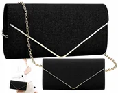 Torebki damskie - Czarna Torebka Wieczorowa Kopertówka Wizytowa Mała - miniaturka - grafika 1