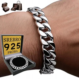 PEŁNA Bransoletka Srebrna Męska SREBRO 925 Pancerka Gruba 11mm Bransoleta - Bransolety męskie - miniaturka - grafika 1