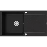 Zlewozmywaki - Mexen Leo zlewozmywak granitowy 1-komorowy z ociekaczem 900 x 500 mm, czarny/srebrny metalik - 6501901010-73 - miniaturka - grafika 1