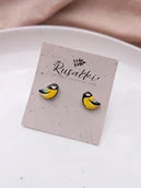 Kolczyki - Kolczyki ptaszki ptaki sikorka bogatka, sikorki bogatki, biżuteria w stylu boho - miniaturka - grafika 1