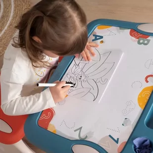 Smoby Stolik z Tablicą Do Rysowania Biurko z Ławką + 12 akcesoriów - Zabawki kreatywne - miniaturka - grafika 4