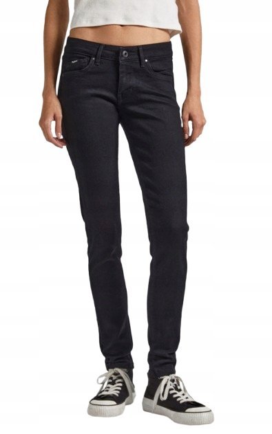 Pepe Jeans Spodnie Czarne Długie Jeansowe na Zamek 29/30 1_x