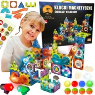 Klocki - Klocki Magnetyczne Konstrukcyjne Świecący Tor Kulkowy Kulodrom 75El - miniaturka - grafika 1
