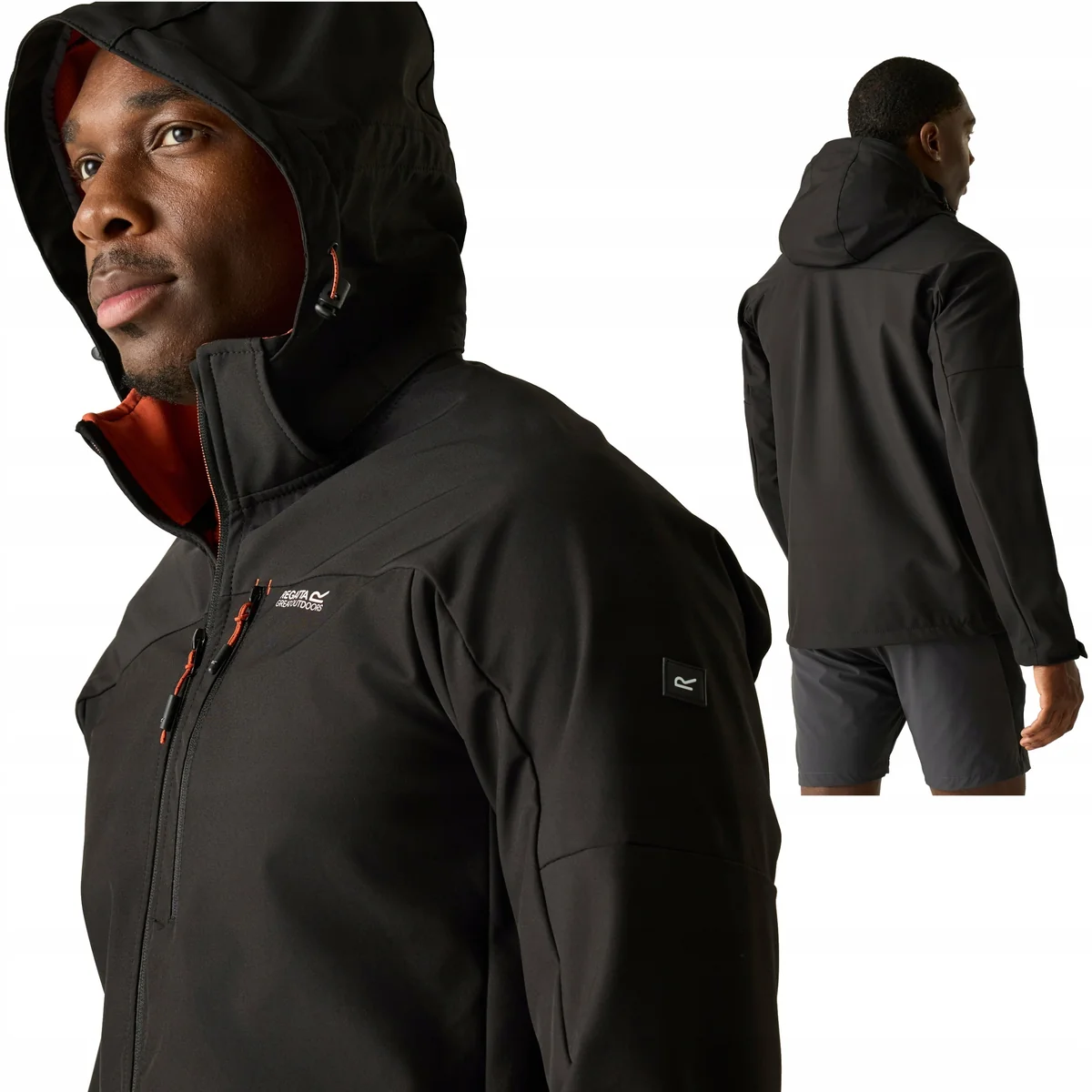 Męska kurtka softshell Regatta z kapturem RML295 YXA czarny XL