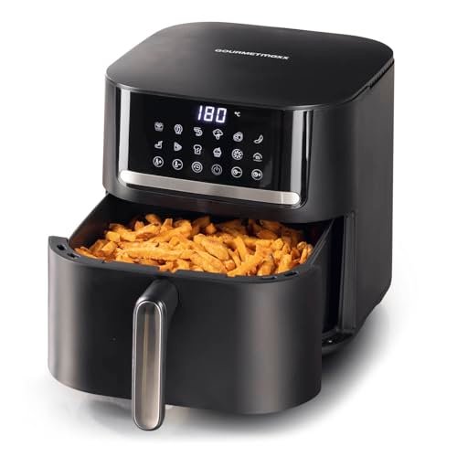 GOURMETmaxx Cyfrowa frytkownica na gorące powietrze z ekranem dotykowym, Airfryer z komorą gotowania 6 l i funkcją timera, smażenie prawie bez oleju, 12 programów, 1600 W