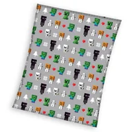 Koce i narzuty dla dzieci - Kocyk świąteczny z miękkiego coralu PUSZYSTY KOC dziecięcy Minecraft szary - miniaturka - grafika 1