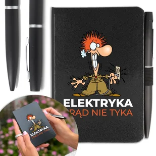 NOTES A6 DŁUGOPIS Prezent dla ELEKTRYKA Twoje IMIĘ - Notesy i bloczki - miniaturka - grafika 1