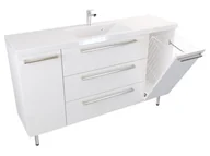 Szafki łazienkowe - Szafka Stojąca Z Umywalką ATH 140 cm DK - Biały Mat - Uchwyty Stal Szczotkowana - miniaturka - grafika 1