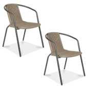 Fotele i krzesła ogrodowe - Zestaw KRZESEŁ Krzesło Ogrodowe SIMPLE Cappucino na Taras Metal Komplet x2 - miniaturka - grafika 1