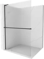 Ścianki i drzwi prysznicowe - Mexen Kioto+ L ścianka prysznicowa z półką Walk-in 120 x 200 cm, prążki, czarna - 800-120-123-70-09 - miniaturka - grafika 1