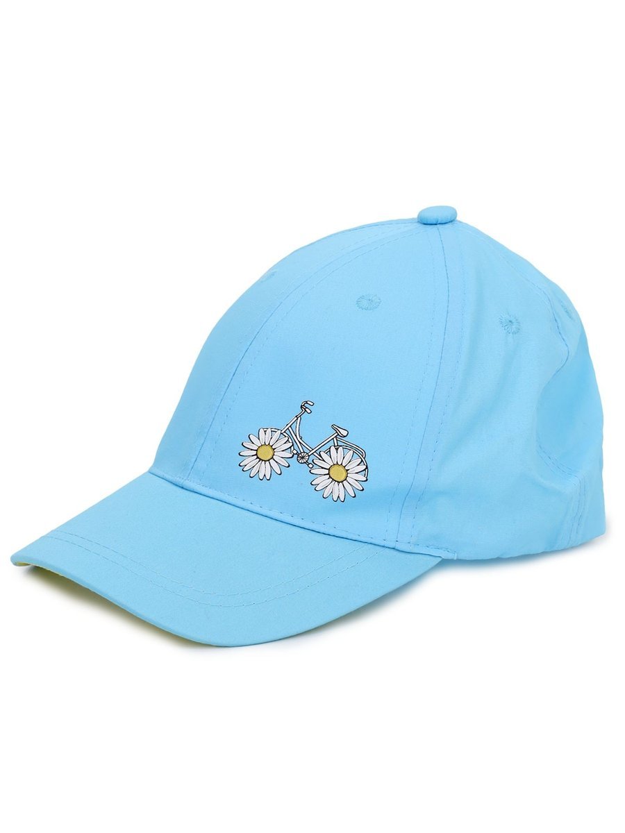 Czapka z daszkiem bejsbolówka dziewczęca stokrotkowy rower niebieska 50-54 YOCLUB