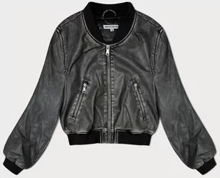 Kurtka bomber ze skóry ekologicznej szara (TT042) - NEW COLLECTION - Kurtki damskie - miniaturka - grafika 1