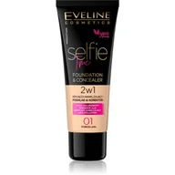 Podkłady do twarzy - Eveline Selfie Time Kryjąco-nawilżający podkład i korektor 01 Porcelain 30ml 46582-uniw - miniaturka - grafika 1