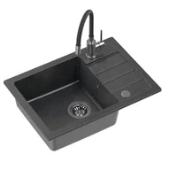 Zlewozmywaki z baterią - MYQ Flexi Short SHOFLG1COL Czarny - miniaturka - grafika 1