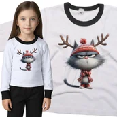 Piżamy dla dziewczynek - Piżama dziecięca Śmieszny Kot Renifer Z Kwaśną Miną Foch Święta 98/104 - VoloDonum - miniaturka - grafika 1