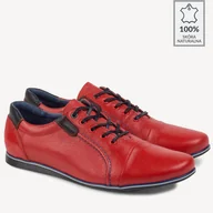 Półbuty męskie - Półbuty casualowe skórzane Peter czerwone - BRILU - miniaturka - grafika 1