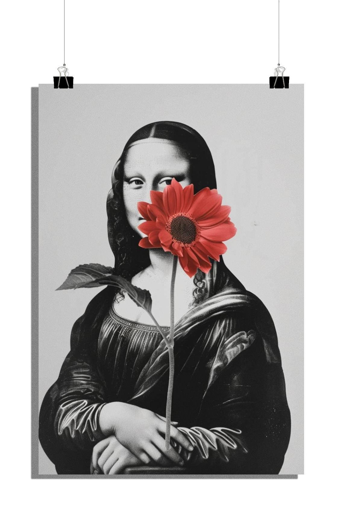 Plakat Mona Lisa - Plakat z kwiatami - Plakat artystyczny - Unikalny plakat - 51x71cm - Idealny do oprawienia w ramę