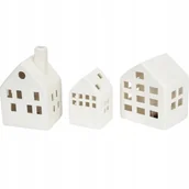 Ozdoby bożonarodzeniowe - Ceramiczne domki LED SCANDI, 3 ozdoby świetlne - miniaturka - grafika 1
