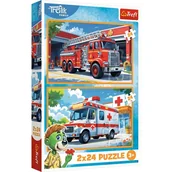 Puzzle - Puzzle 2x24 Wóz strażacki i karetka Trefl - puzzle - miniaturka - grafika 1