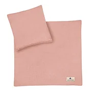 Pościel dla dzieci - Julius Zöllner Muślin - pościel dziecięca 80 x 80 + 35 x 40 cm, 2-częściowy zestaw poszewki na kołdrę i poszewkę na poduszkę, 100% bawełna, z zamkiem błyskawicznym, Standard 100 by Oeko-Tex, Dusty - miniaturka - grafika 1