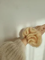 Ozdoby do włosów - Scrunchie moherowe handmade Masełko - miniaturka - grafika 1