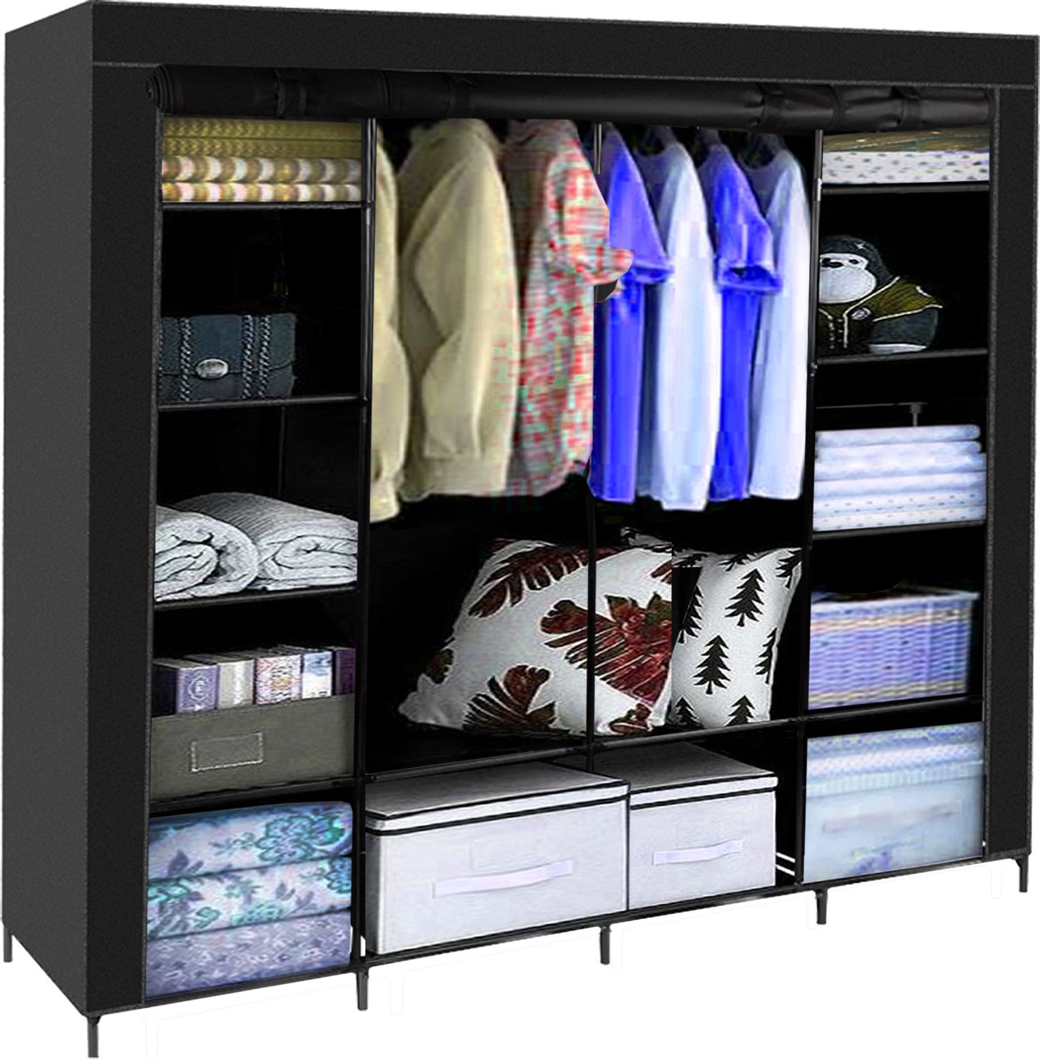 Ruhhy 23740 Podwójna szafa na ubrania 170 x 170 x 42 cm czarna