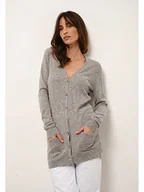 Swetry damskie - Just Cashmere Kaszmirowy kardigan w kolorze szarym - miniaturka - grafika 1