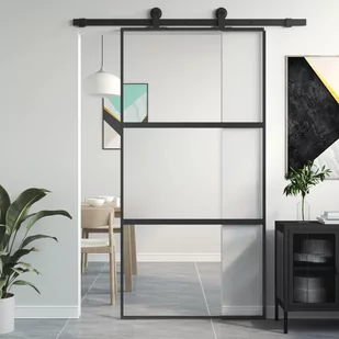 Drzwi przesuwne, czarne, 102,5x205cm, szkło hartowane aluminium 8721012120372 - Drzwi wewnętrzne - miniaturka - grafika 1