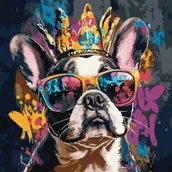 Malowanie po numerach - Malowanie po numerach - Jasny buldog 40x40cm - miniaturka - grafika 1