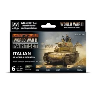Vallejo Zestaw farb WWII Italian Armour & Infantry Vallejo 70209 - Kolejki i akcesoria - miniaturka - grafika 1