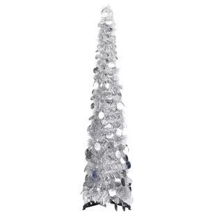 vidaXL Składana, sztuczna choinka, srebrna, 120 cm, PET - Choinki - miniaturka - grafika 1